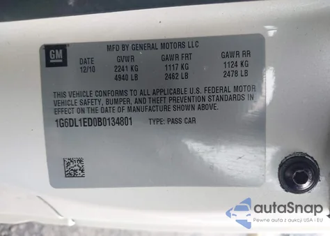 2011 Cadillac Cts Performance из США, поврежденный, VIN 1G6DL1ED0B0134801